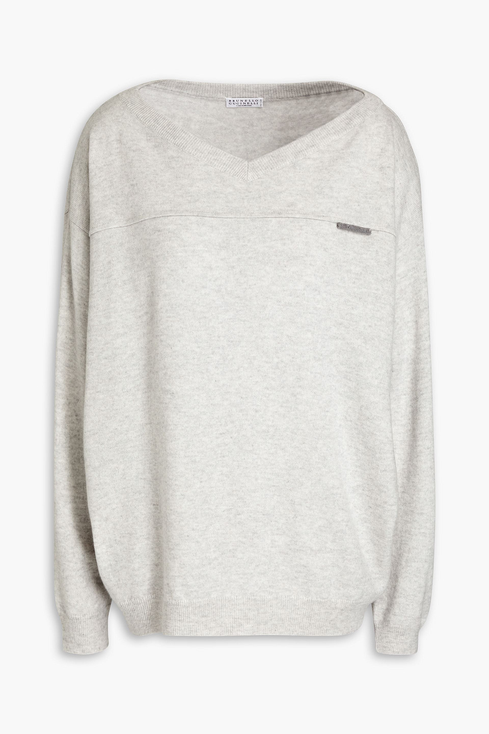 Brunello Cucinelli Kaschmirpullover Mit Zierperlen In Light Gray