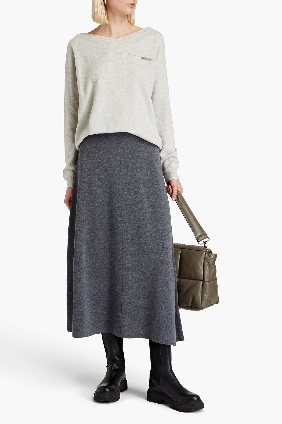 BRUNELLO CUCINELLI BEAD-EMBELLISHED MÉLANGE CASHMERE SWEATER 3074457345634662687
