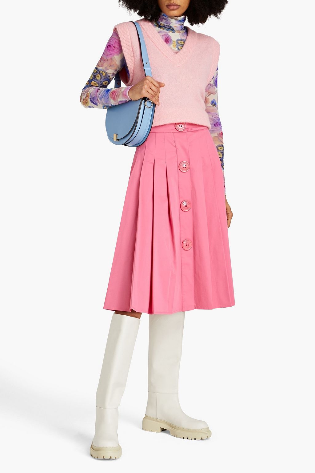 MOSCHINO Pleated poplin skirt
