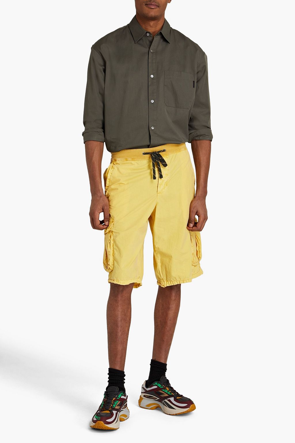Y/OSEMITE Crinkled cotton-poplin cargo shorts