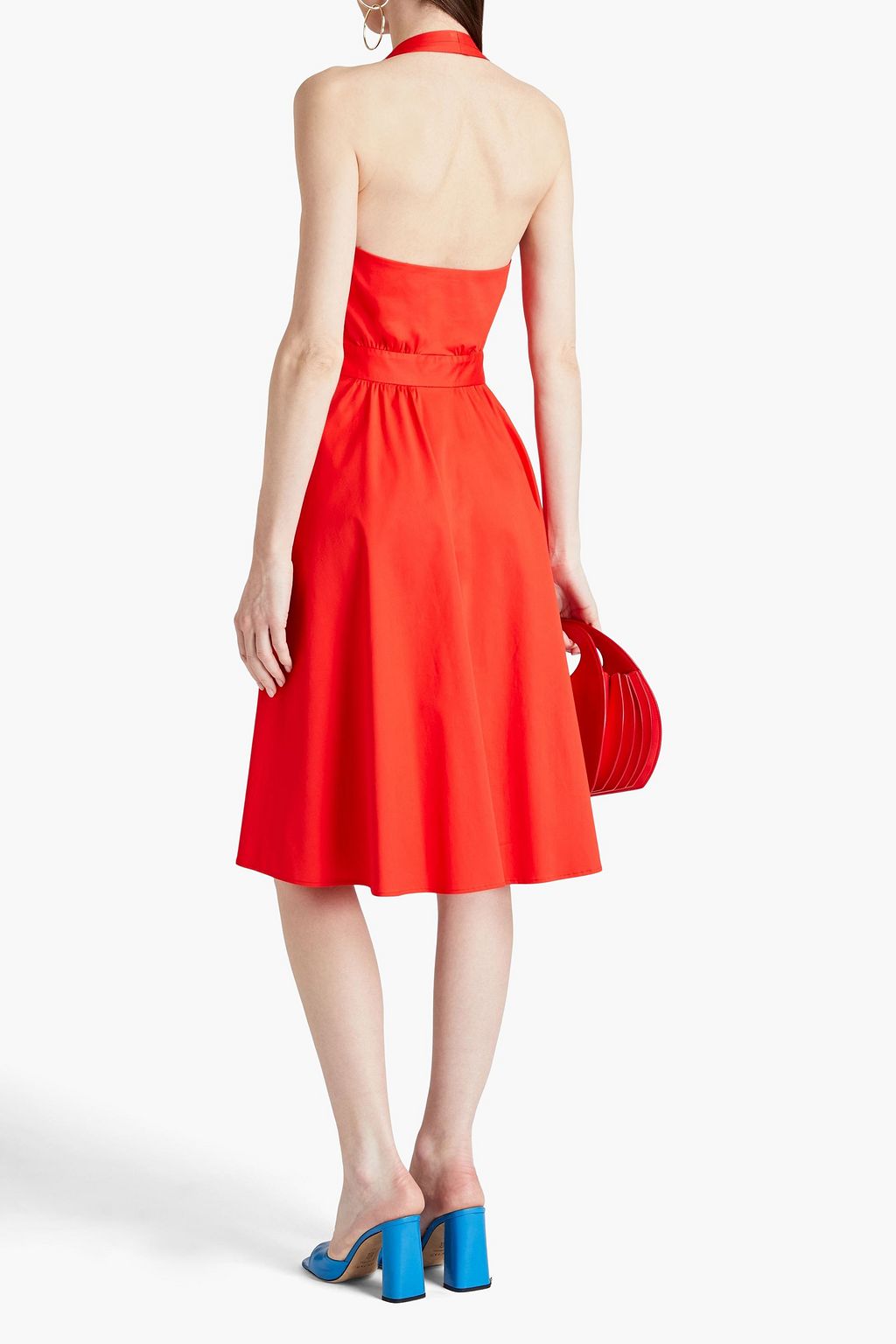 MOSCHINO Neckholder-Kleid aus Popeline mit Raffung und Gürtel