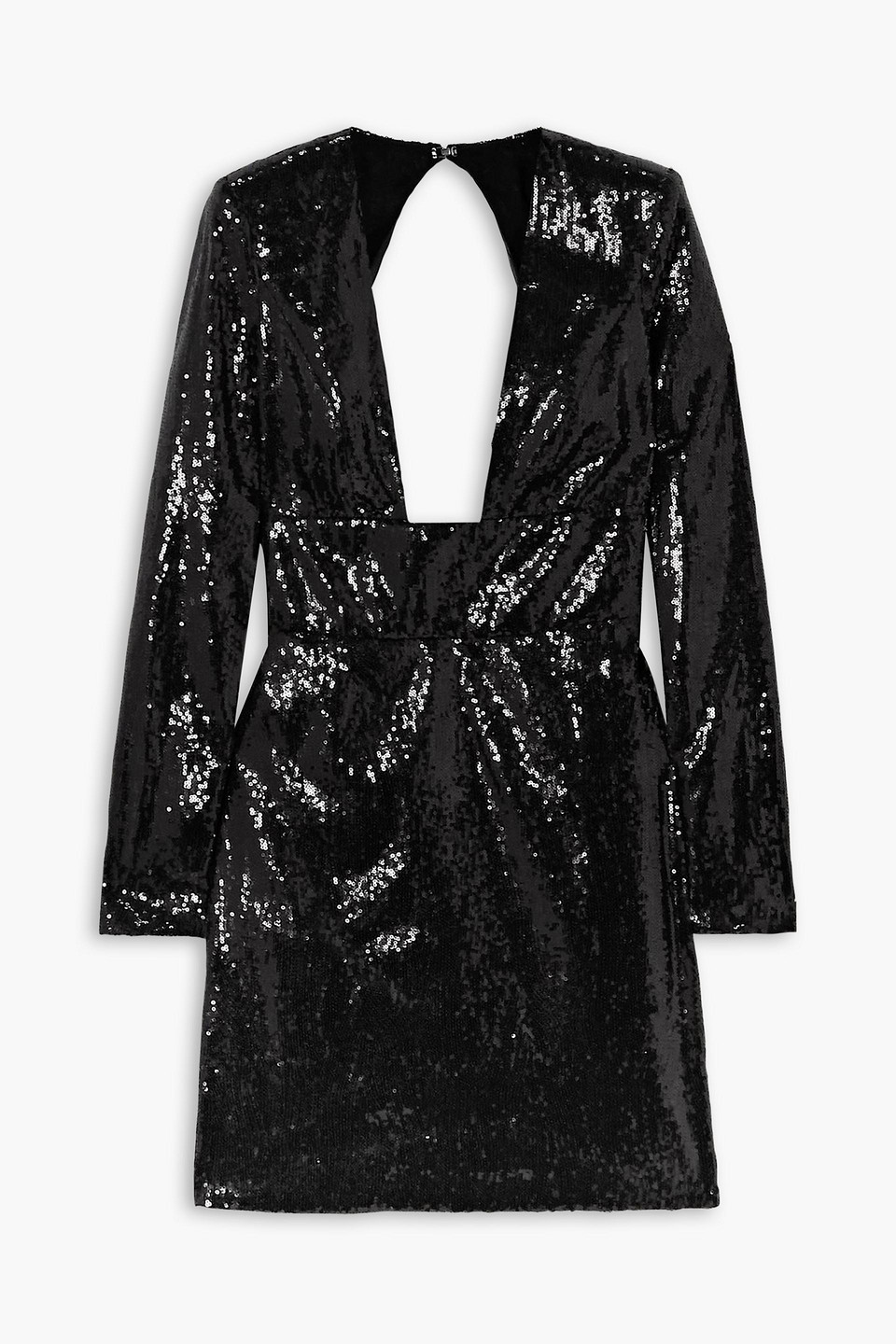Dundas Open-back Sequined Chiffon Mini Dress In Black