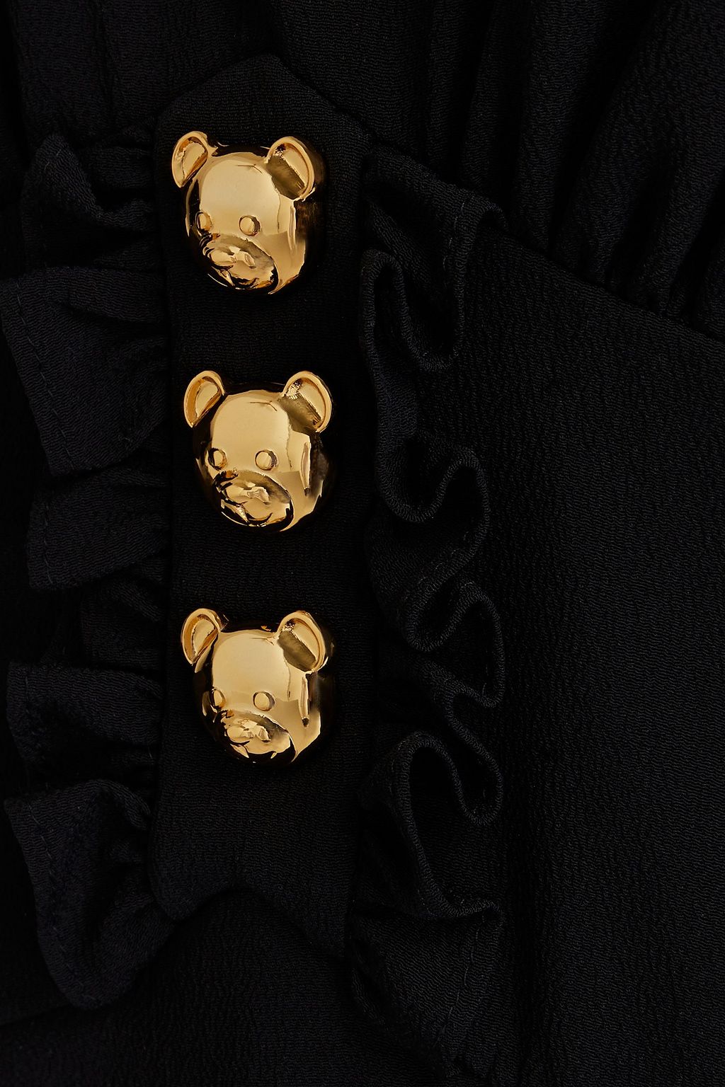 MOSCHINO Ruffled gathered silk-blend crepe dress