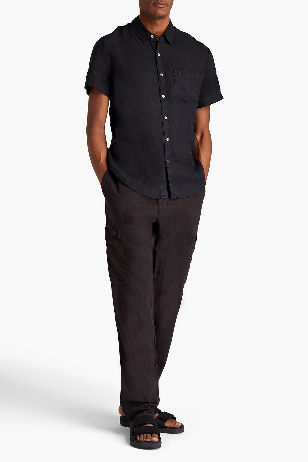 JAMES PERSE Linen and cotton-blend cargo pants