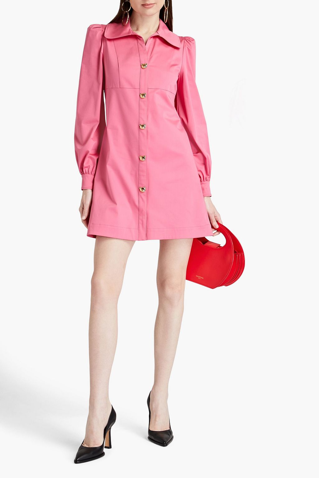 MOSCHINO Gathered poplin mini dress