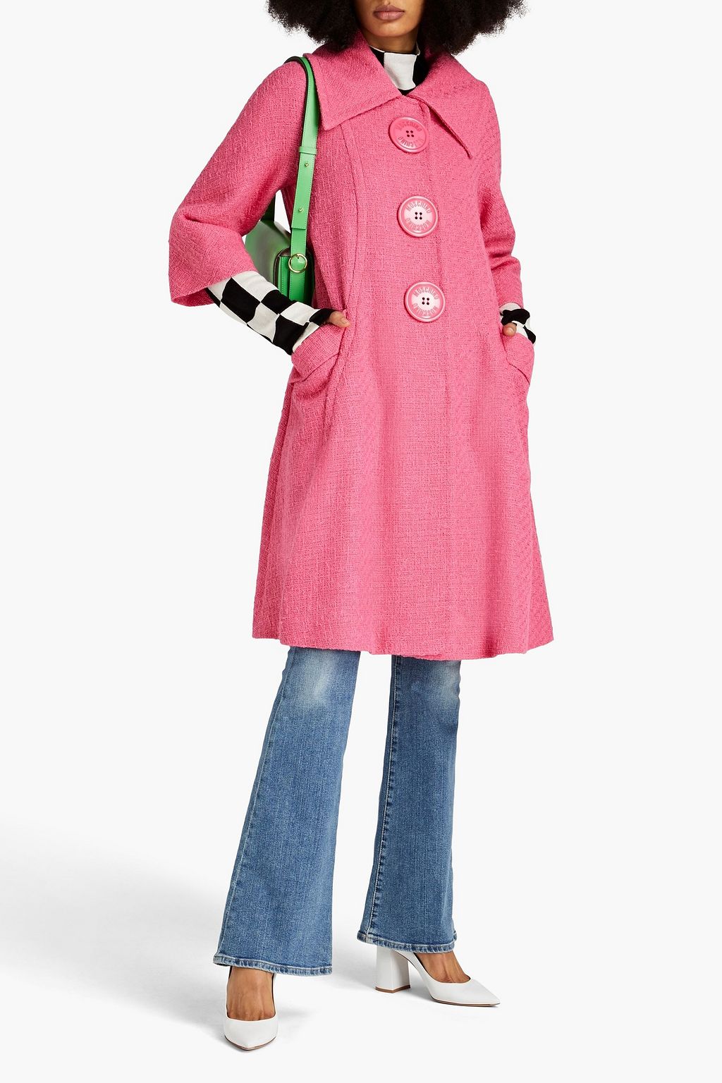 MOSCHINO Button-embellished cotton-tweed coat