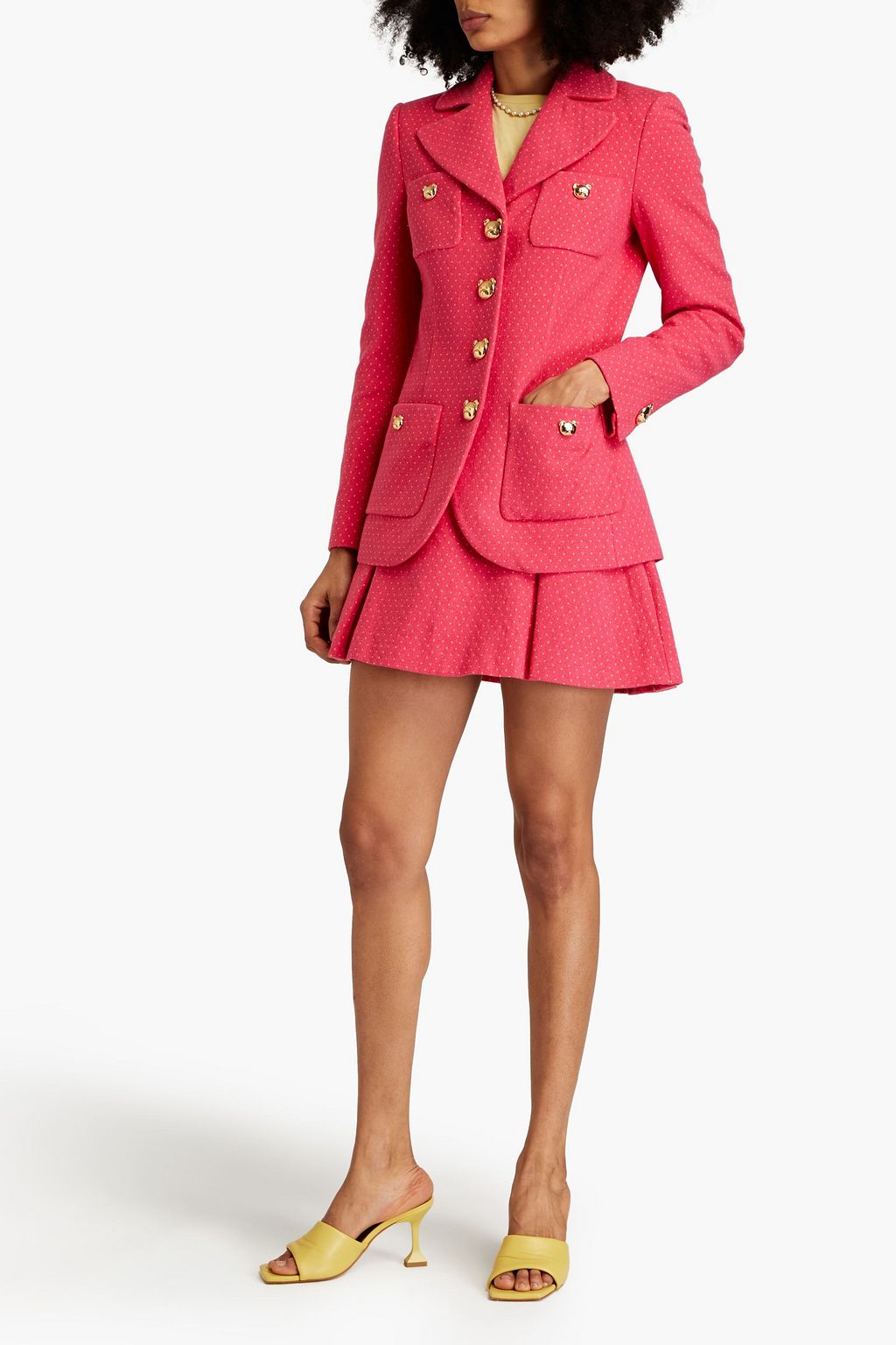MOSCHINO Polka-dot cotton-blend tweed blazer