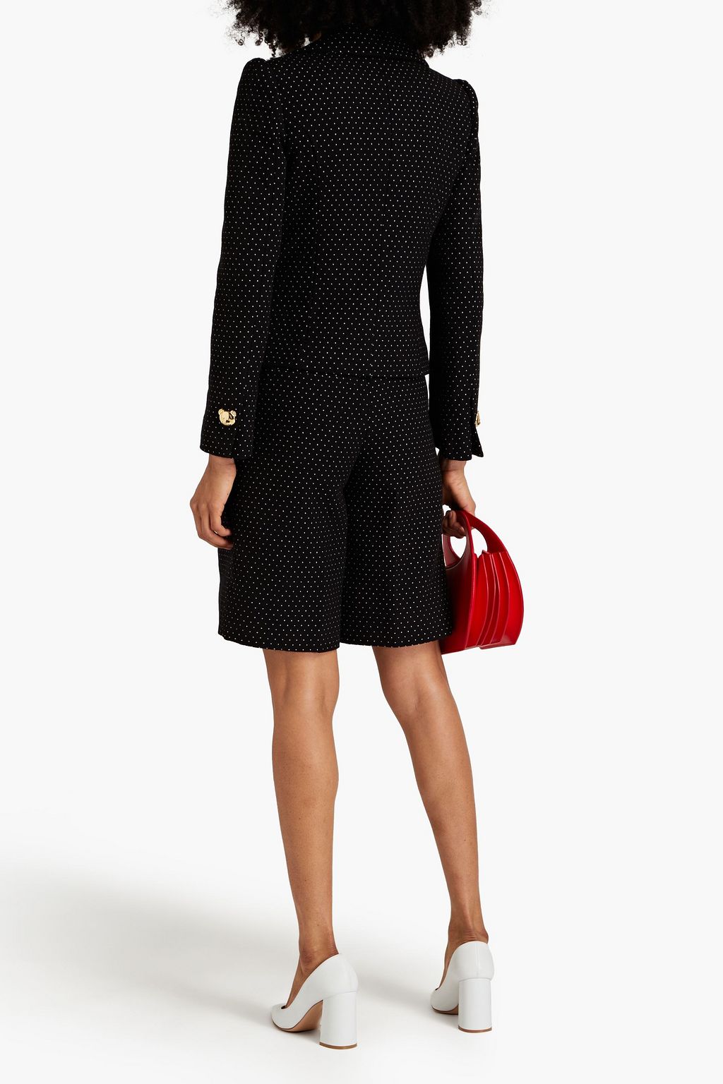 MOSCHINO Doppelreihiger Blazer aus Tweed aus einer Baumwollmischung mit Polka-Dots