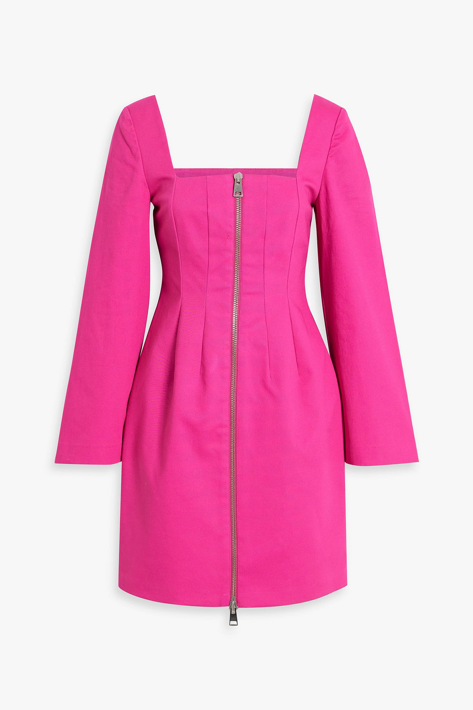 Sara Battaglia Cotton-blend Twill Mini Dress In Bright Pink