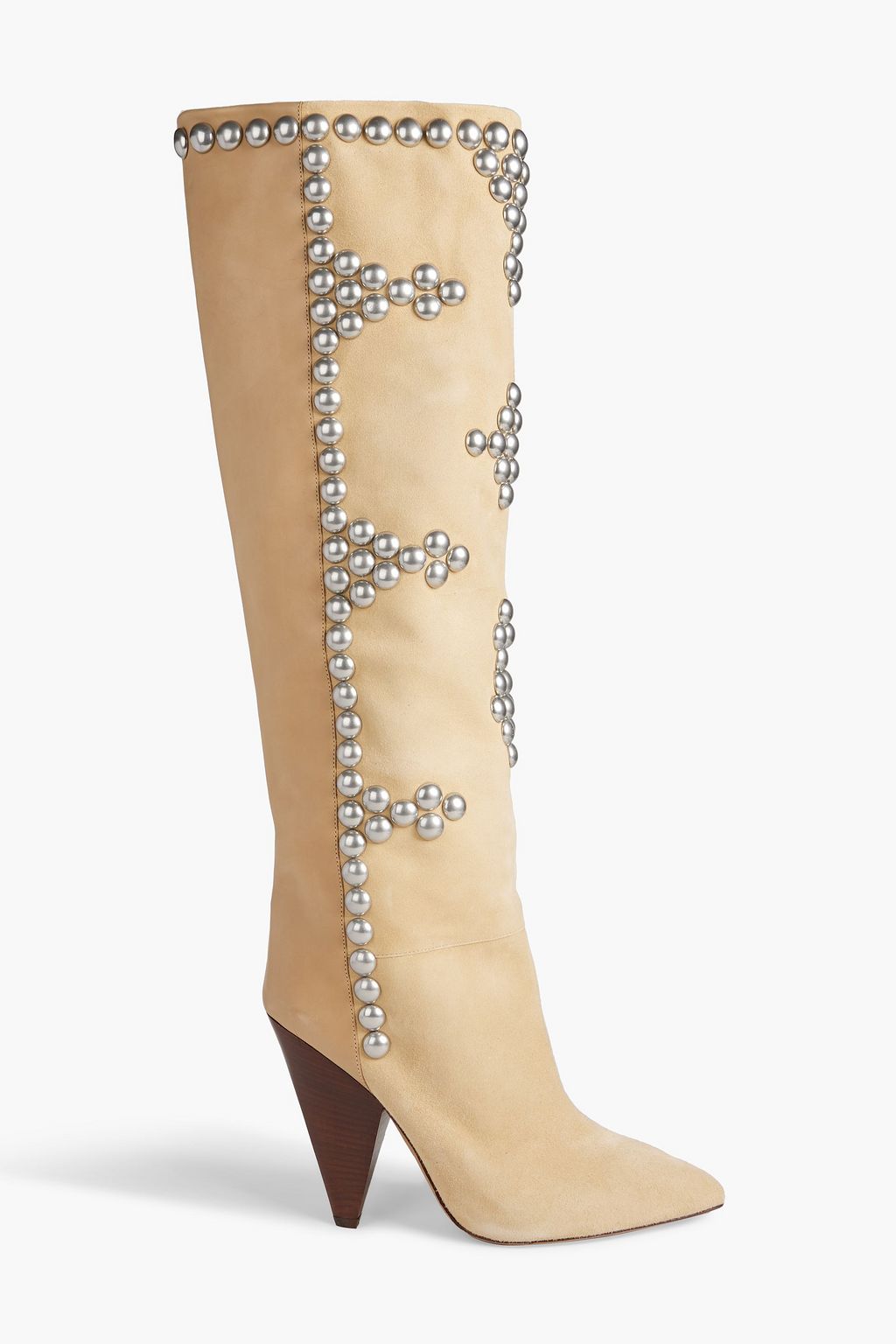 ISABEL Lyork studded suede and leather knee boots | Sale up 70% off | THE