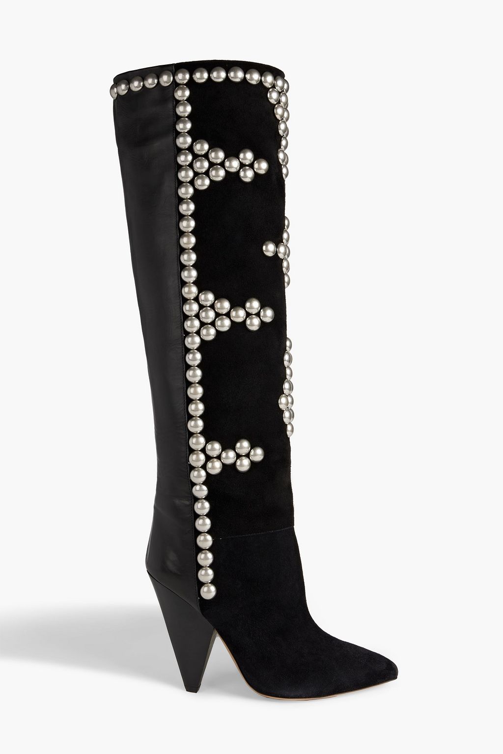 ISABEL Lyork studded suede and leather knee boots | Sale up 70% off | THE