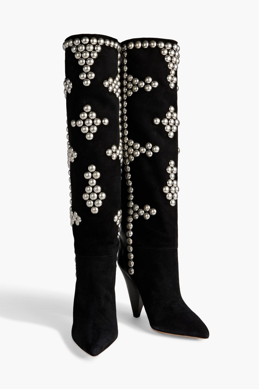 ISABEL MARANT Lyork studded suede and leather knee boots