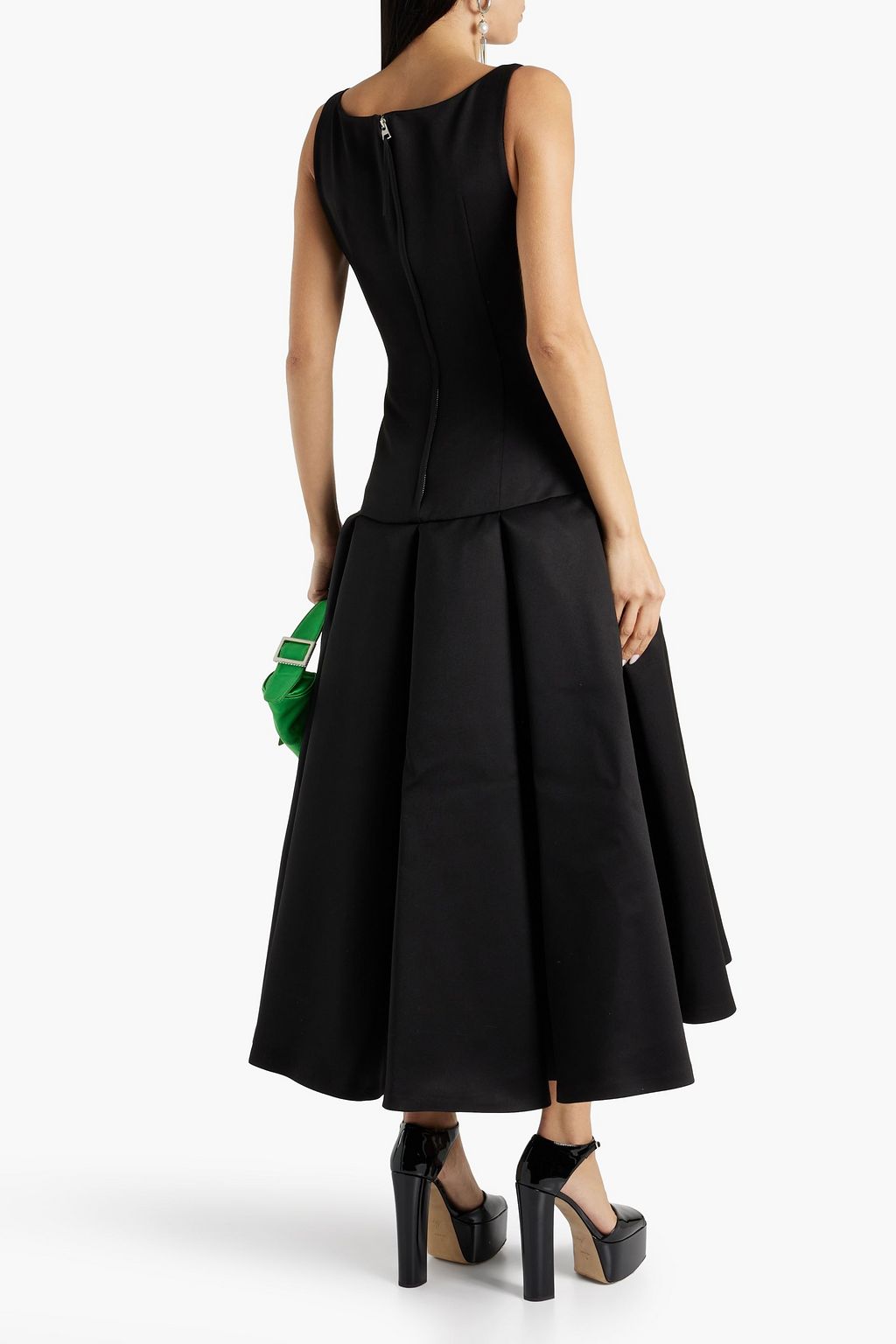 SARA BATTAGLIA Pleated woven midi dress