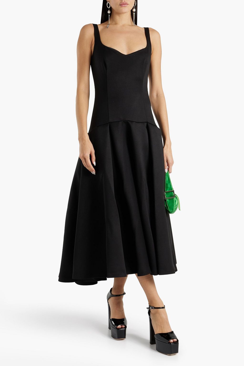 SARA BATTAGLIA Pleated woven midi dress
