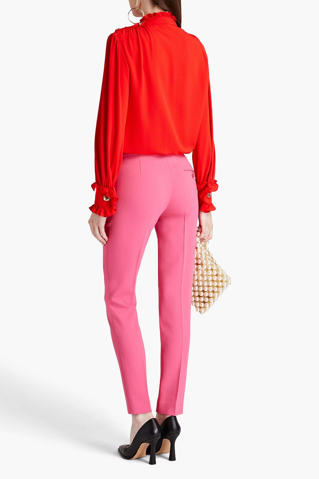 MOSCHINO Geraffte Bluse aus Crêpe aus einer Seidenmischung