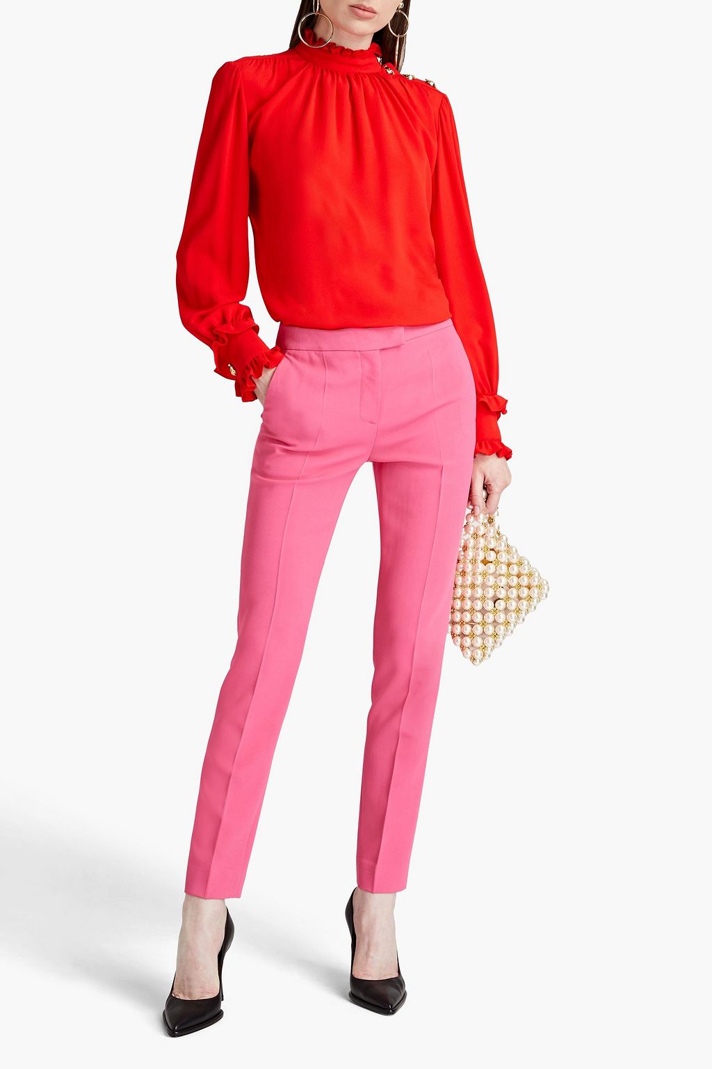 MOSCHINO Geraffte Bluse aus Crêpe aus einer Seidenmischung