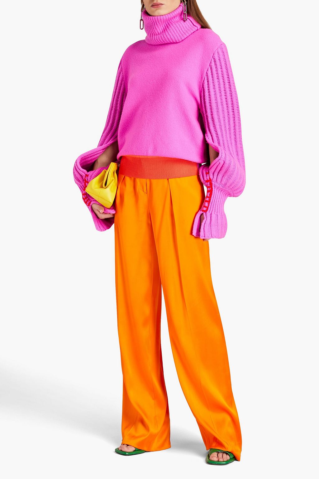 ROKSANDA Camelia ribbed and bouclé-knit merino wool turtleneck sweater