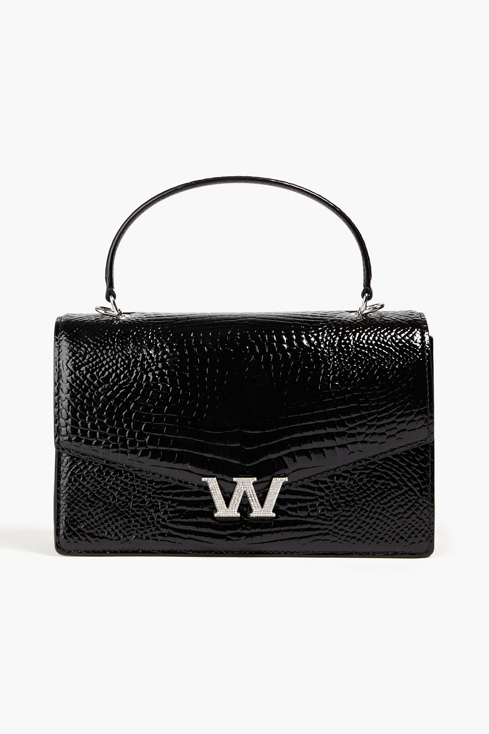 Alexander Wang Legacy Glossed Croc-effect Leather Tote In Black