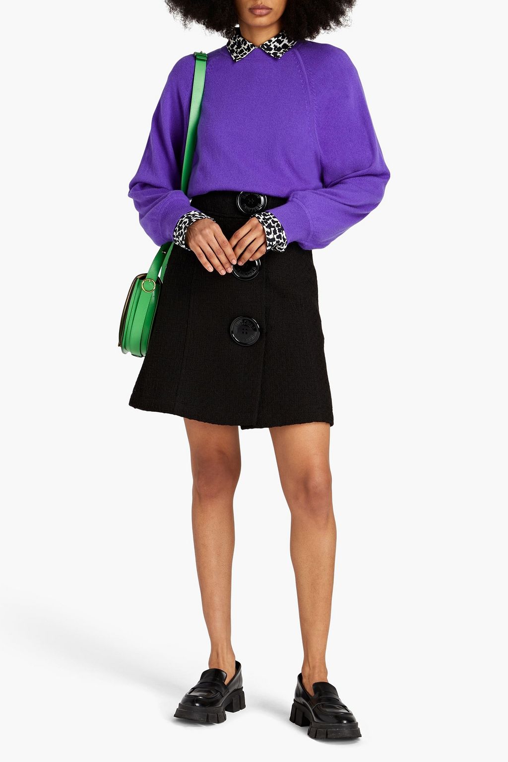 MOSCHINO Minirock aus Baumwoll-Tweed mit Zierknöpfen
