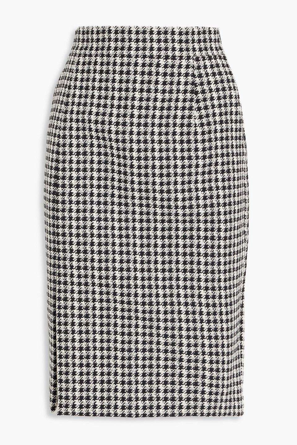 Houndstooth cotton-blend jacquard skirt