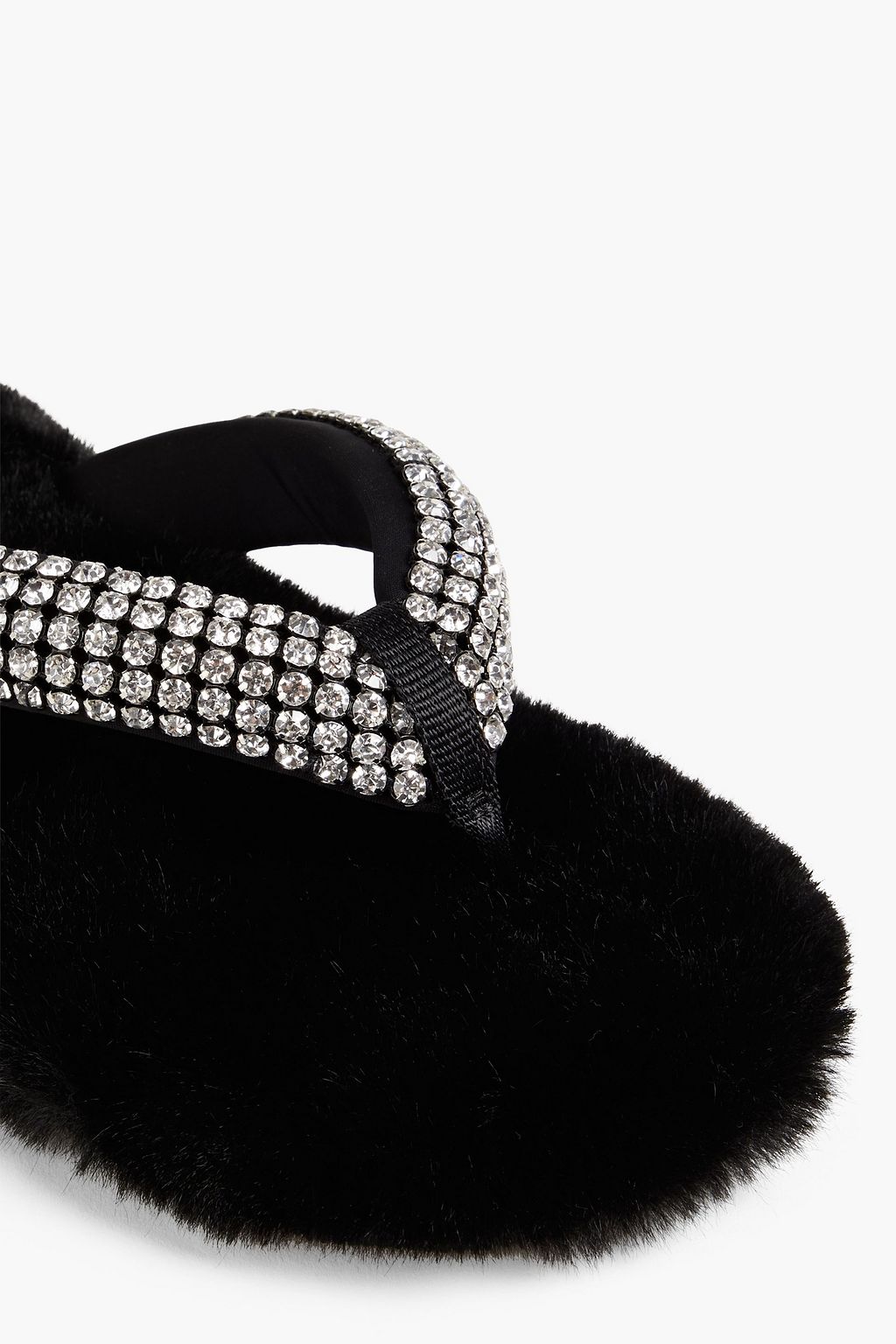 ALEXANDER WANG Motel embellished neoprene and faux fur flip flops