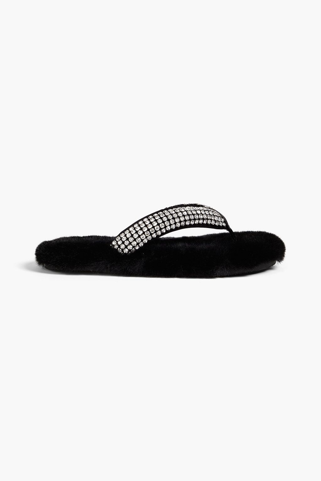 ALEXANDER WANG Motel embellished neoprene faux fur flip flops | Sale up to 70% off | THE OUTNET