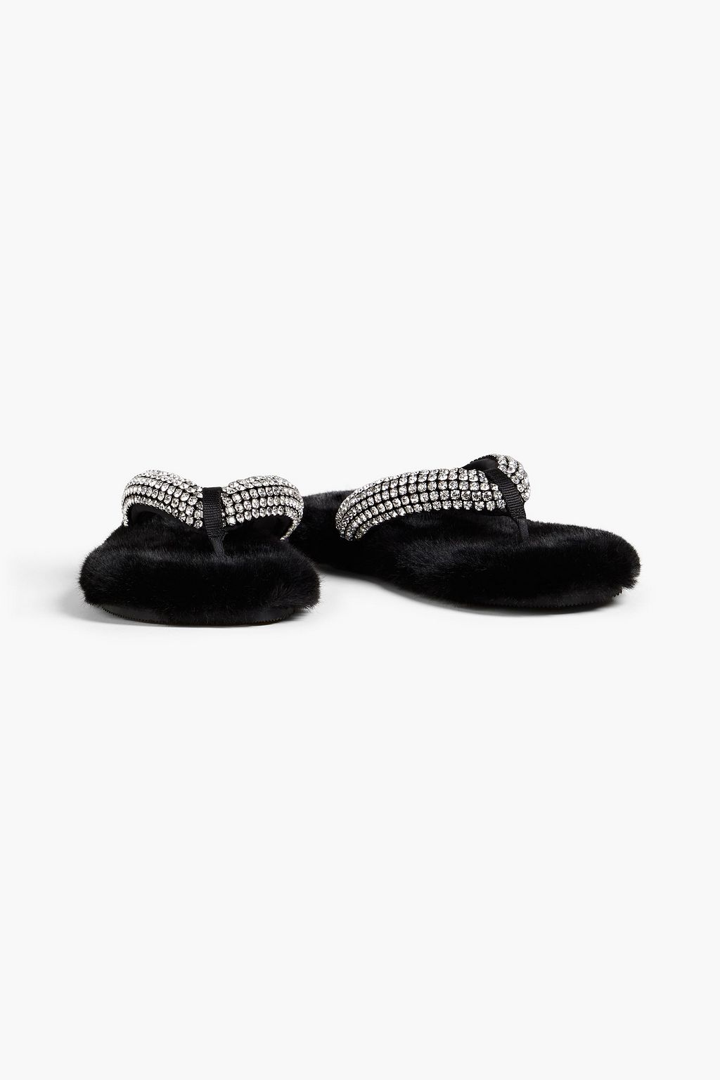 ALEXANDER WANG Motel embellished neoprene and faux fur flip flops