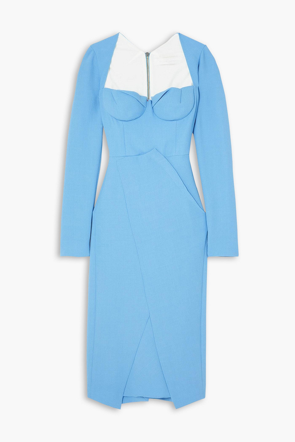 Roland Mouret Glasbury Wool-crepe Midi Dress In Turquoise