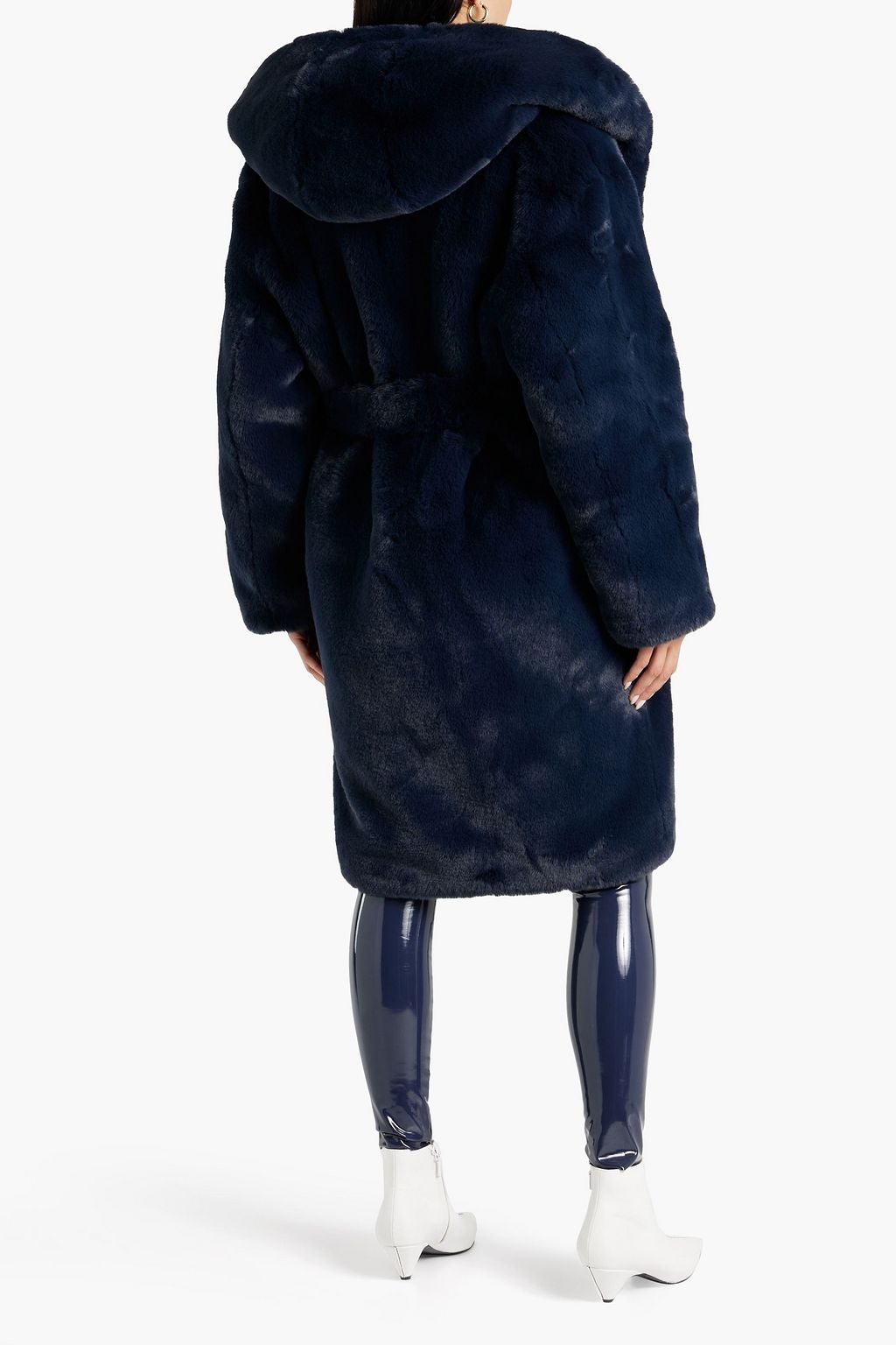 EACH X OTHER Belted faux fur hooded coat
