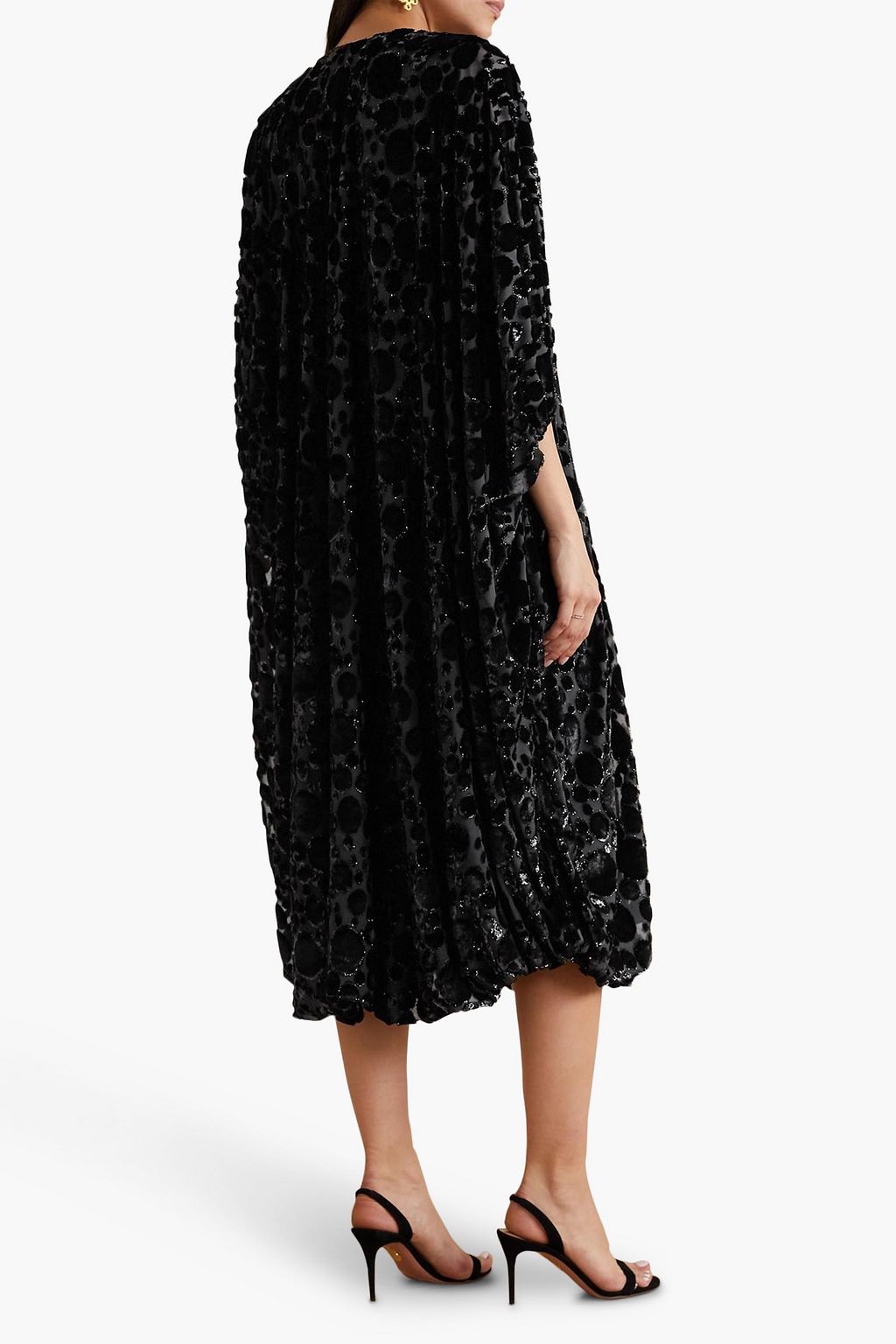 REEM ACRA Draped devoré-chiffon midi dress