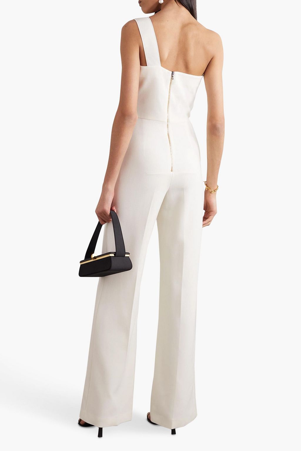 ROLAND MOURET Platano one-shoulder wool-crepe jumpsuit