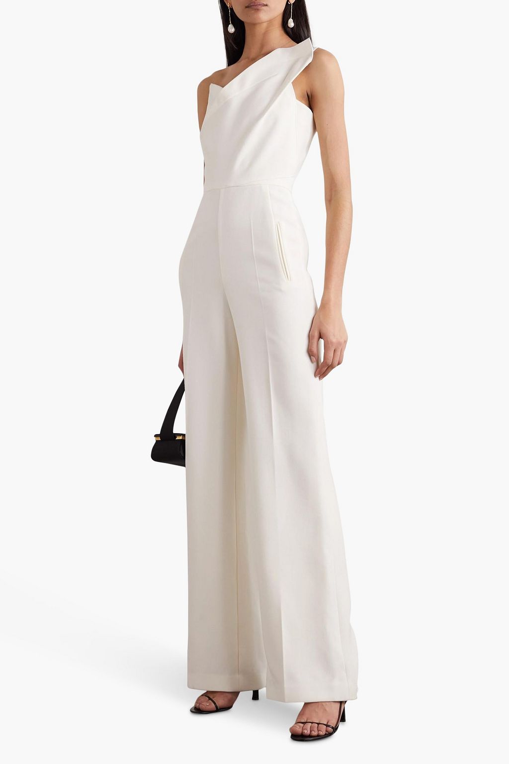 ROLAND MOURET Platano one-shoulder wool-crepe jumpsuit