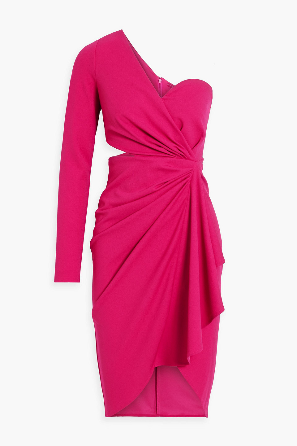 One-shoulder cutout draped crepe dress