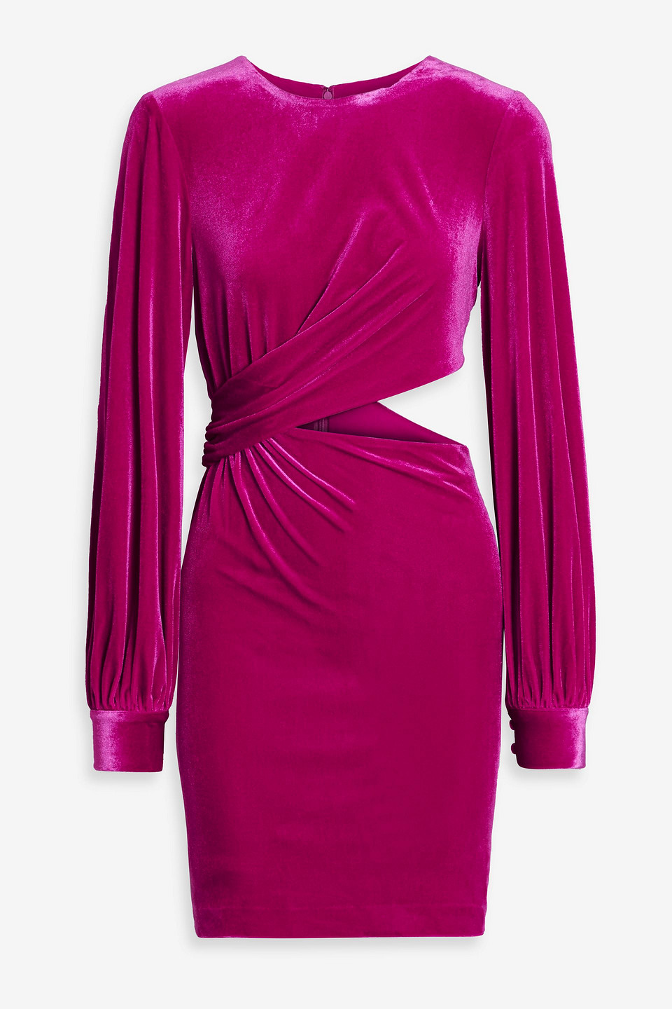 Cutout draped velvet mini dress