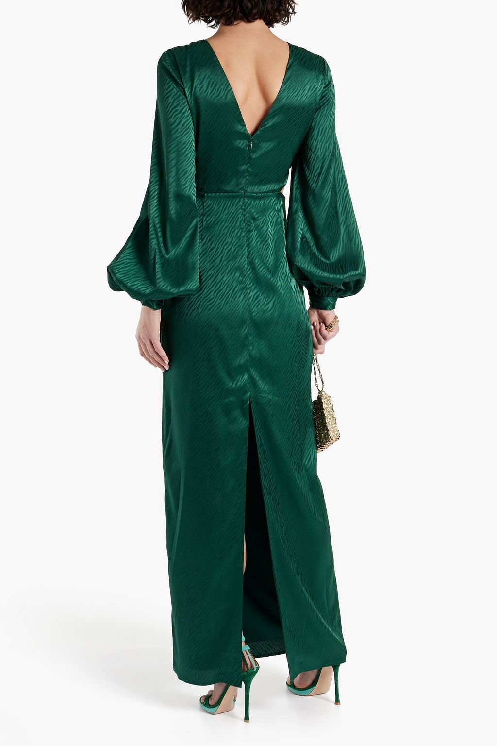 ONE33 SOCIAL Gathered satin-jacquard gown