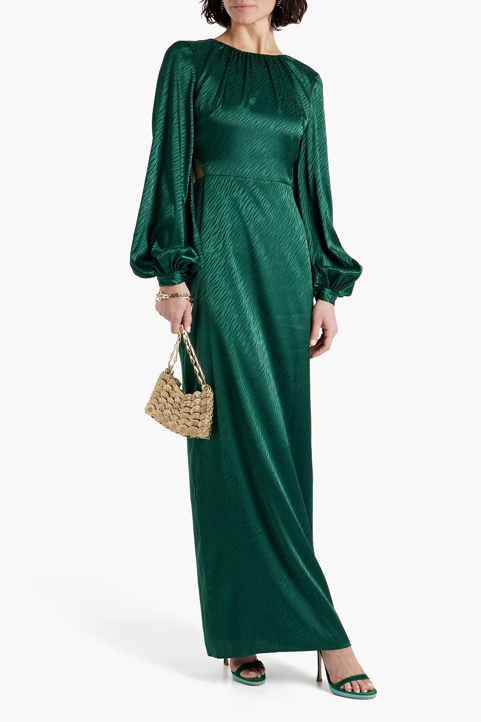 ONE33 SOCIAL Gathered satinjacquard gown THE