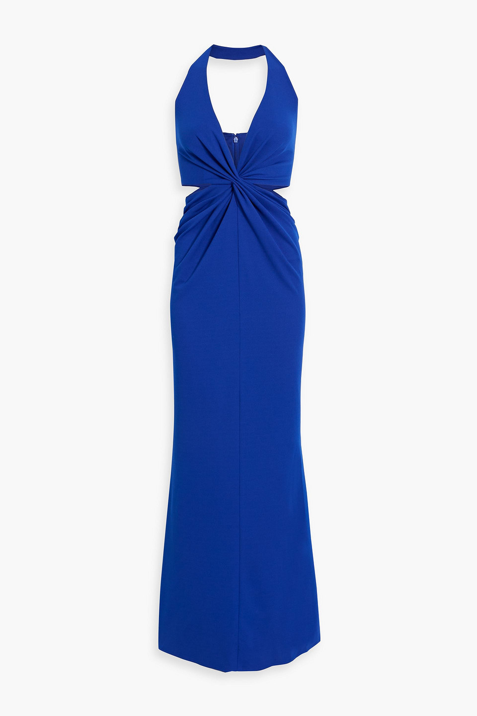 Cutout twisted crepe halterneck gown