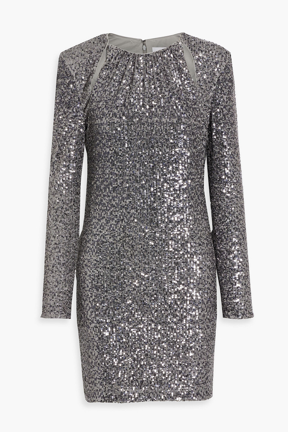 One33 Social Cutout Sequined Stretch-tulle Mini Dress In Gunmetal