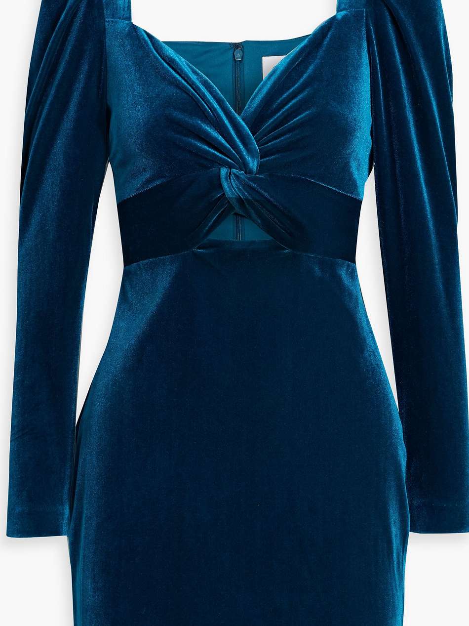 cutout twist-front velvet mini dress