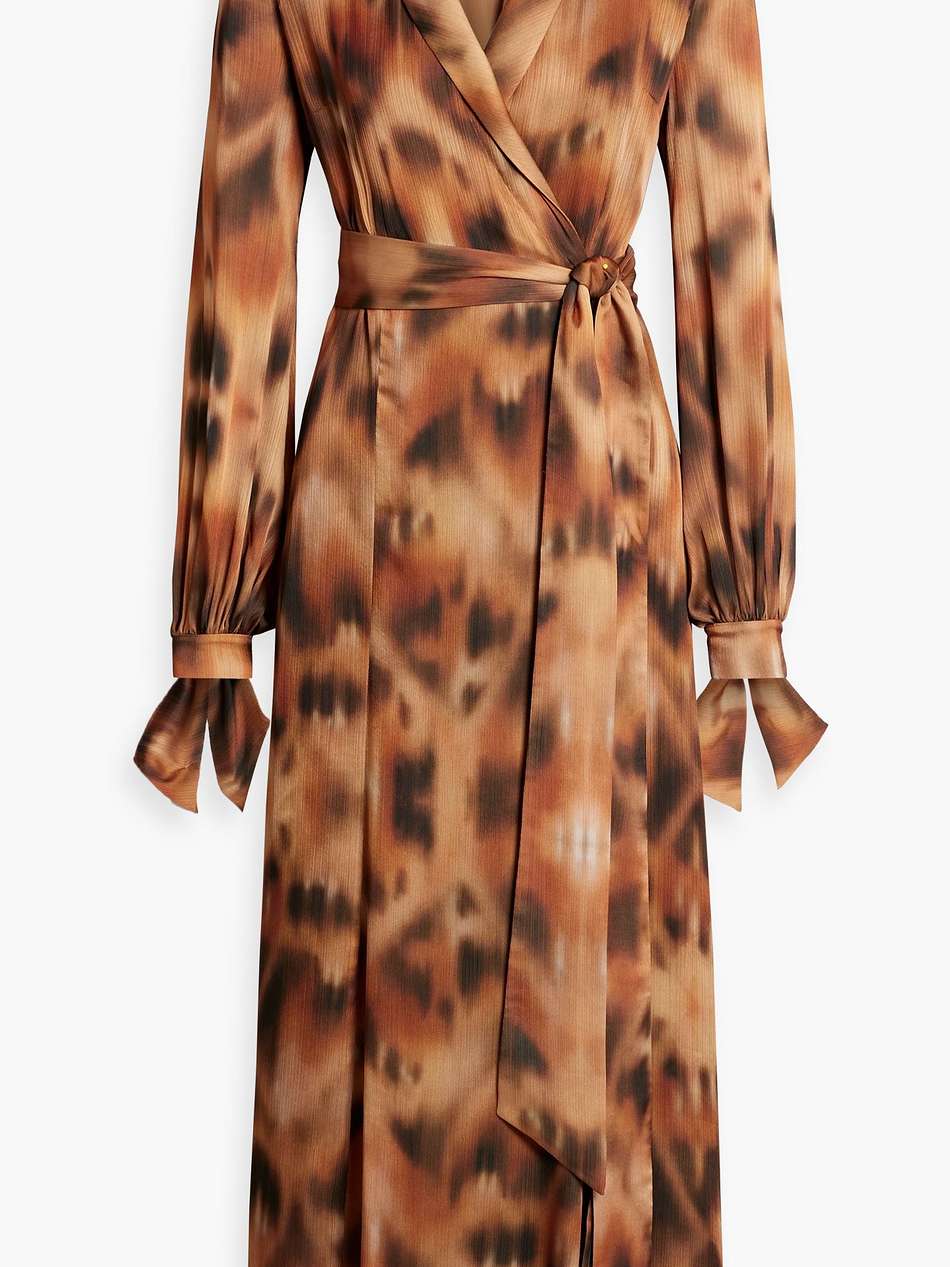 cabana printed crepon maxi wrap dress