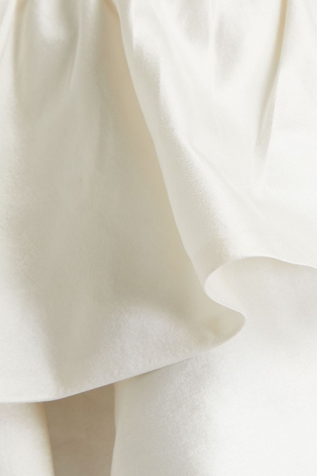 RASARIO Cold-shoulder ruffled taffeta-paneled crepe mini dress