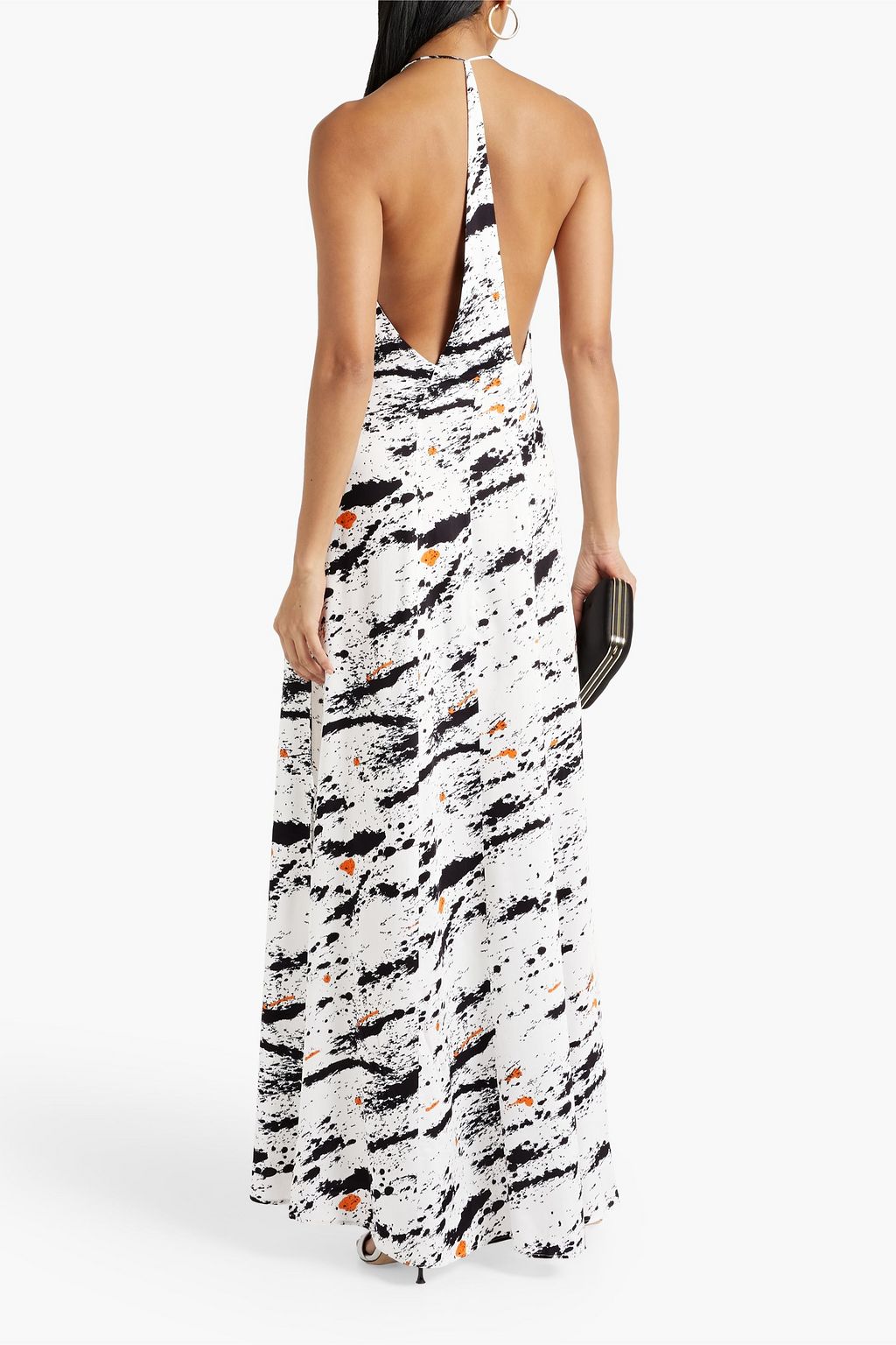 GALVAN  LONDON Printed woven maxi slip dress