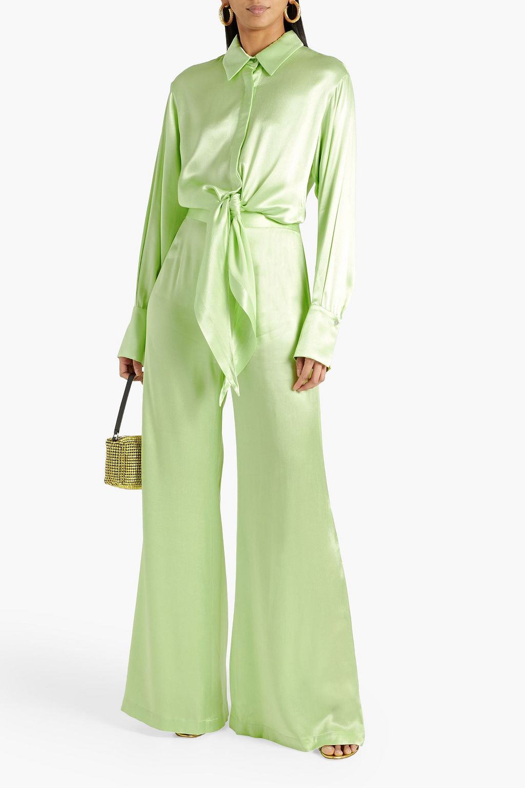 GALVAN  LONDON Lido satin-crepe wide-leg pants