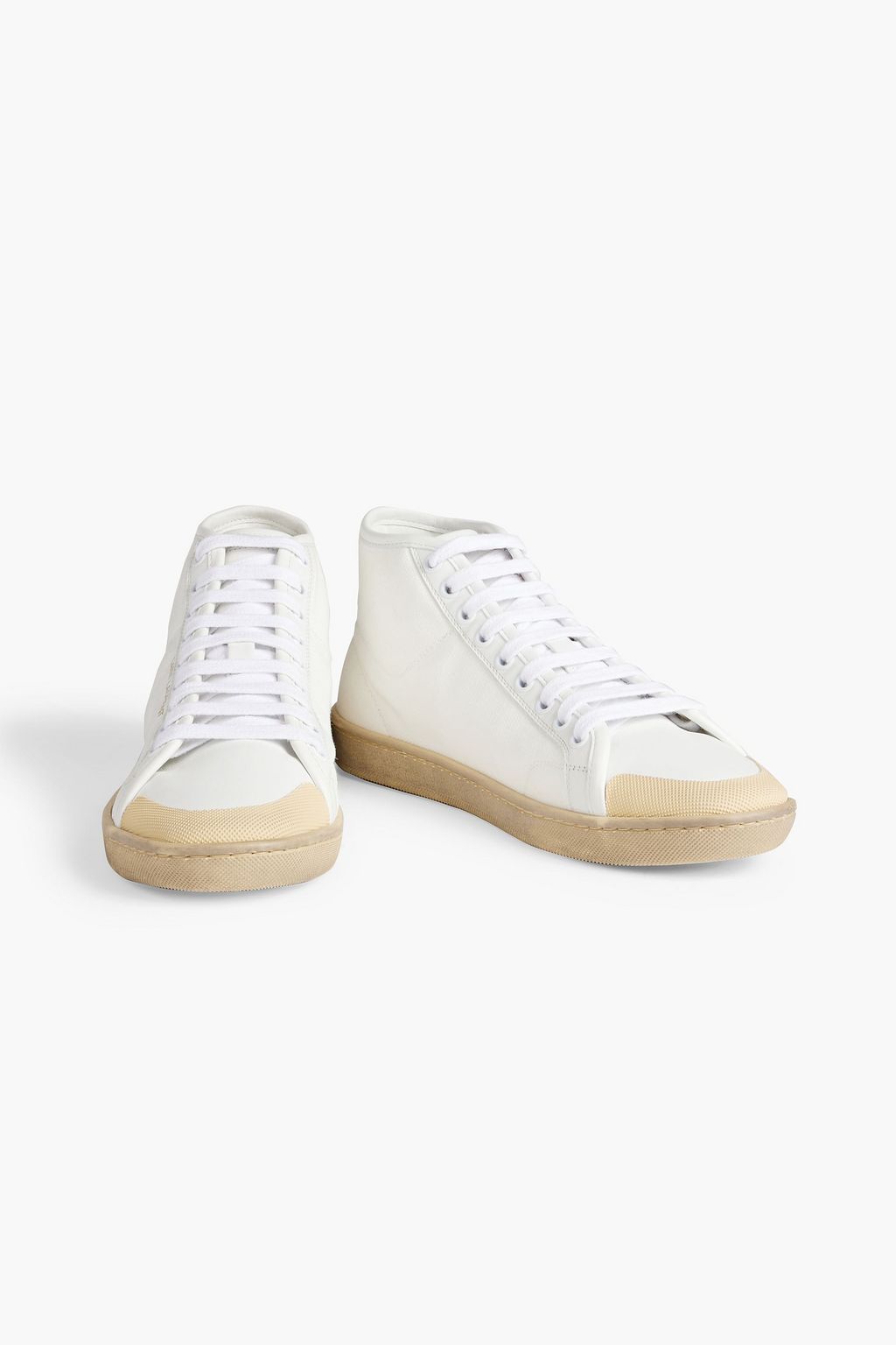 SAINT LAURENT Leather-trimmed canvas high-top sneakers
