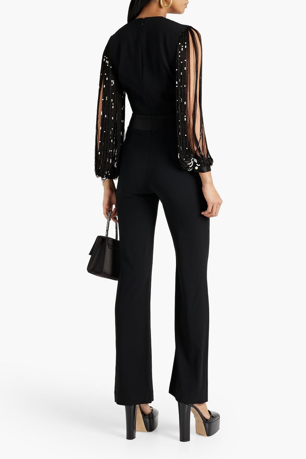 GALVAN  LONDON Infinity embellished wrap-effect crepe jumpsuit
