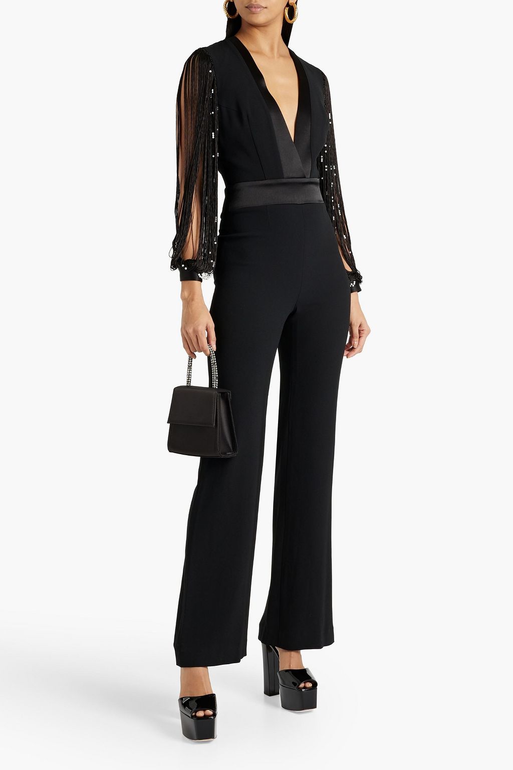 GALVAN  LONDON Infinity embellished wrap-effect crepe jumpsuit