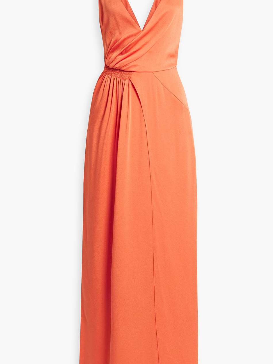 rose shirred satin-crepe maxi dress