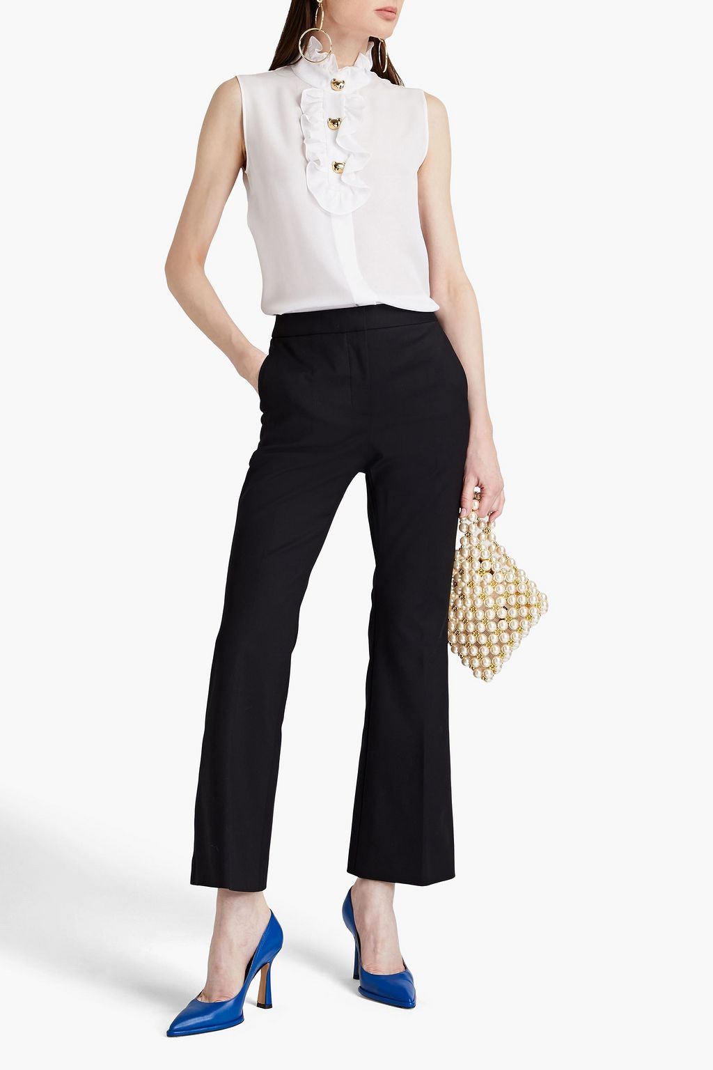 MOSCHINO Ruffled silk top