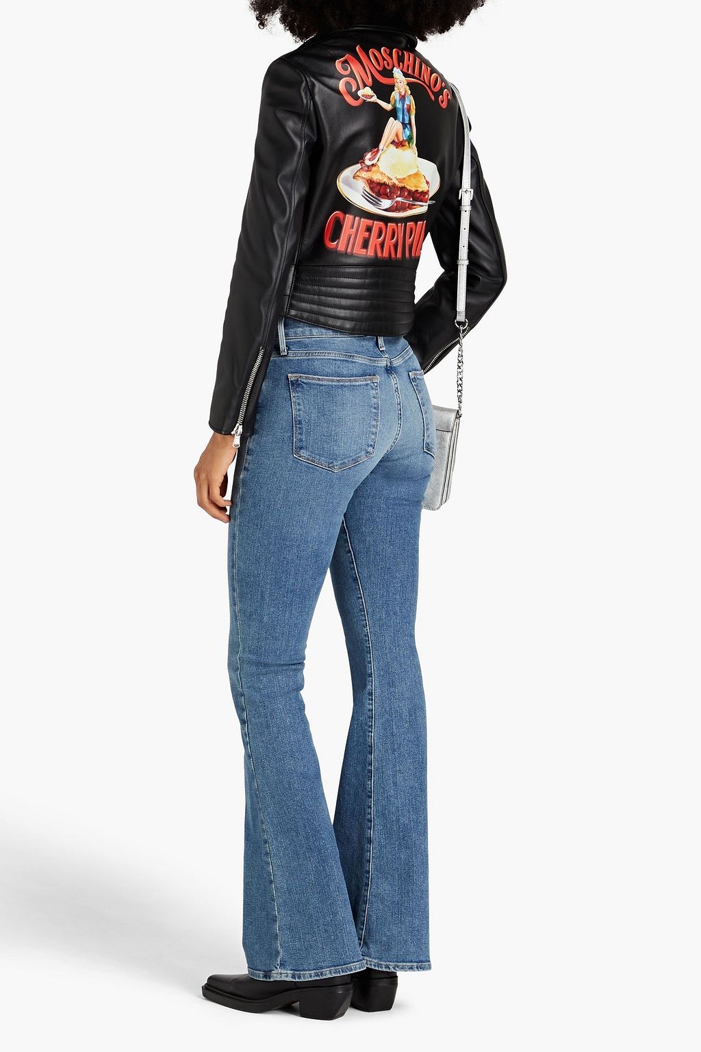 MOSCHINO Bikerjacke aus bedrucktem Leder