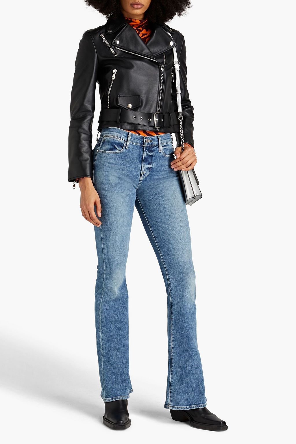 MOSCHINO Bikerjacke aus bedrucktem Leder